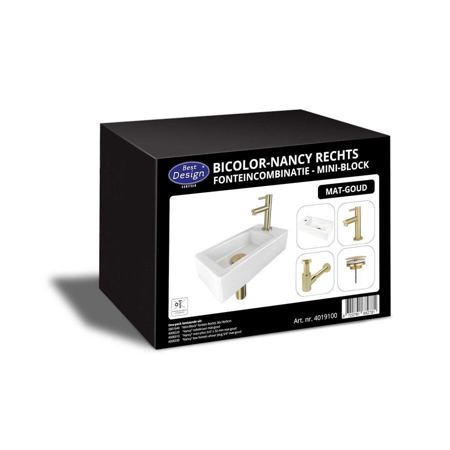 Fonteinpack Best Design Nancy Mini Block Rechts Mat Goud