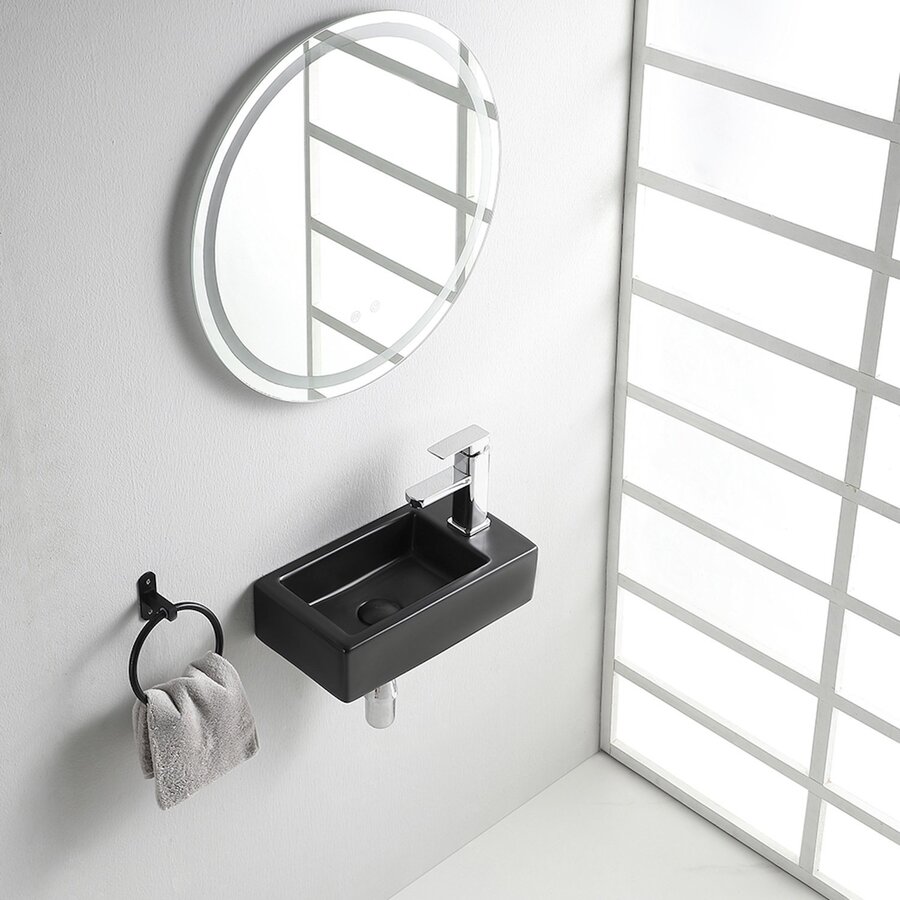 Fontein Wiesbaden Rhea M 40x22 Kraangat Rechts Mat Zwart