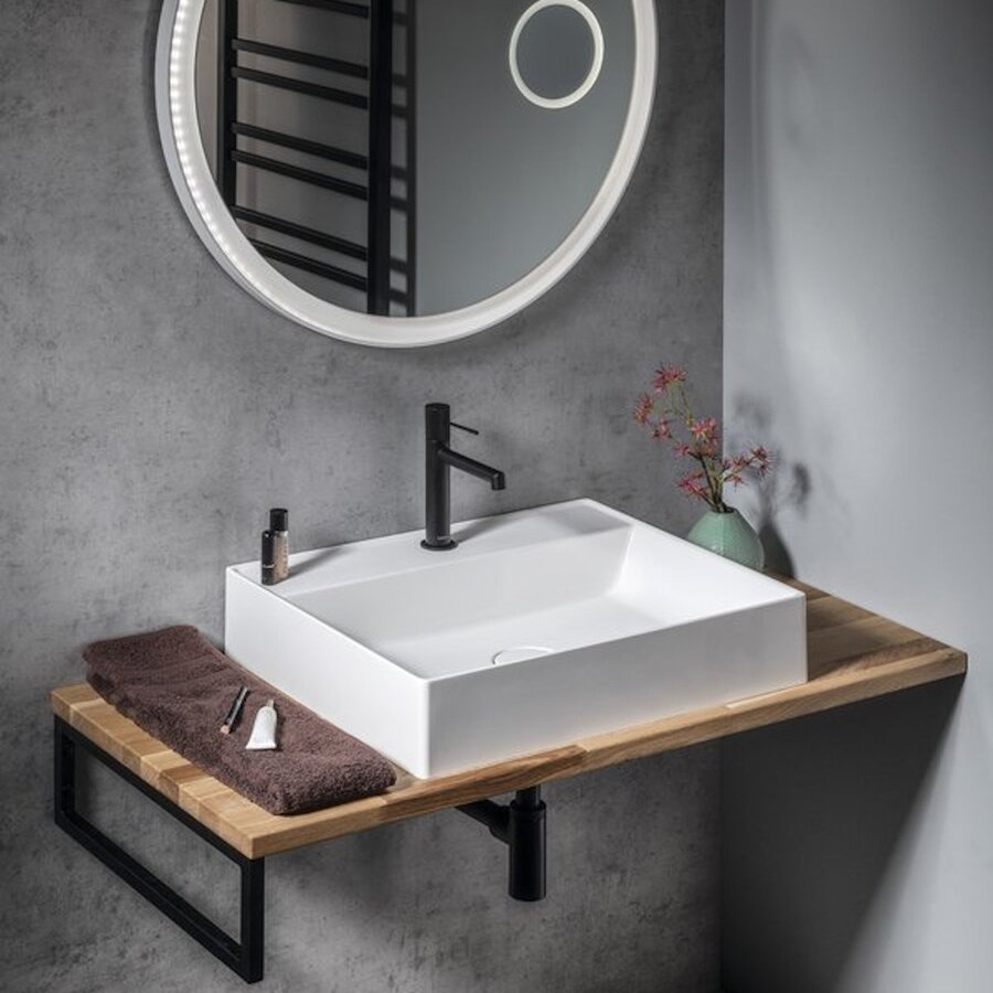 Opbouw Wastafel Sapho Twig Met Wastekapje 60x47 cm Cast Marble Wit