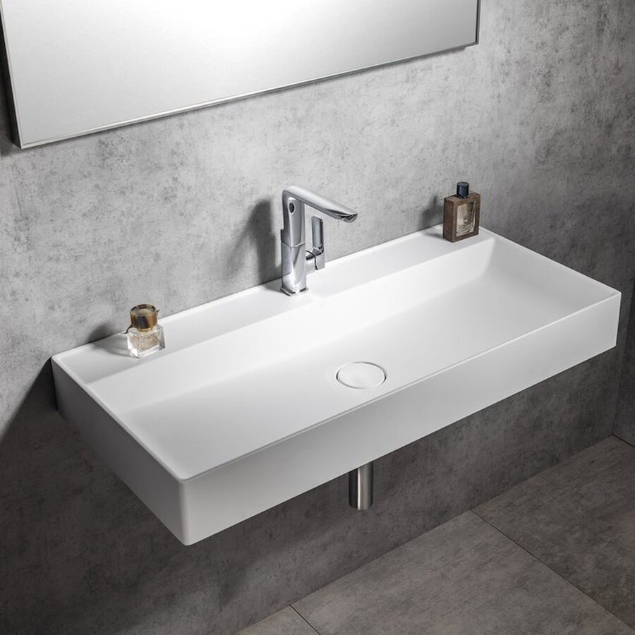 Opbouw Wastafel Sapho Twig Met Wastekapje 100x47 cm Cast Marble Wit