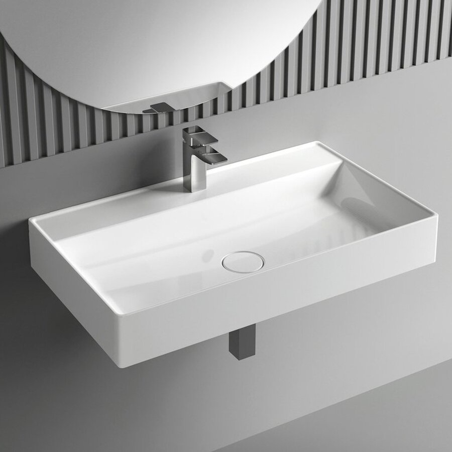 Opbouw Wastafel Sapho Twig Met Wastekapje 80x47 cm Cast Marble Wit