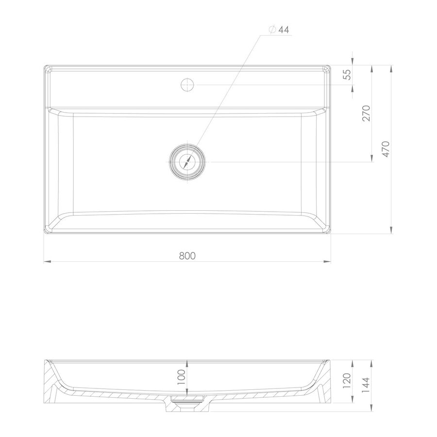 Opbouw Wastafel Sapho Twig Met Wastekapje 80x47 cm Cast Marble Wit