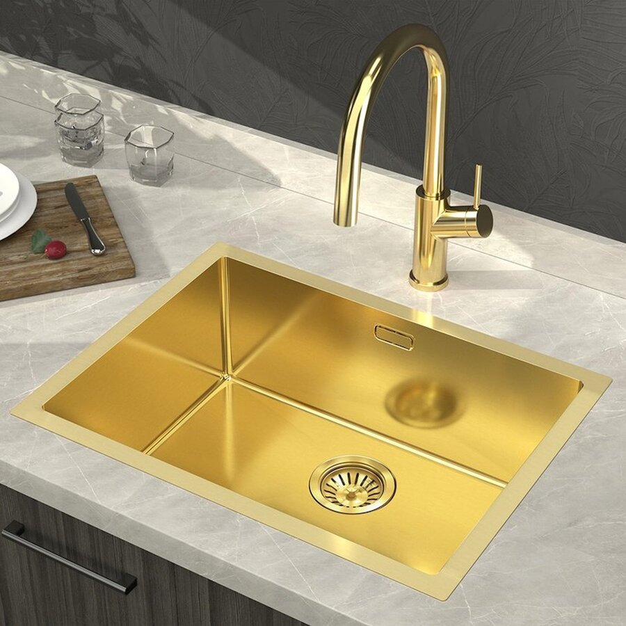 Inbouw Wastafel Sapho Zenith 60x45 cm RVS Goud PVD