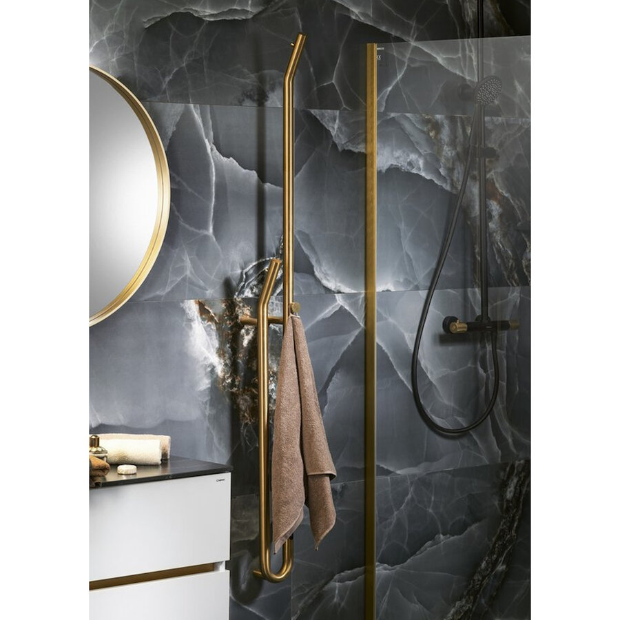 Elektrische Radiator Sapho Duopasso Met Timer 12,2x170 cm 45W Geborsteld Goud