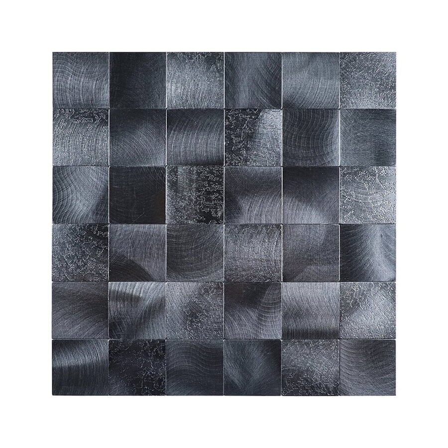 Mozaïek Isodeco Steenstrip Vierkant Zelfklevend 30.6x30.6 cm Brushed Gunmetal (Prijs Per Stuk)