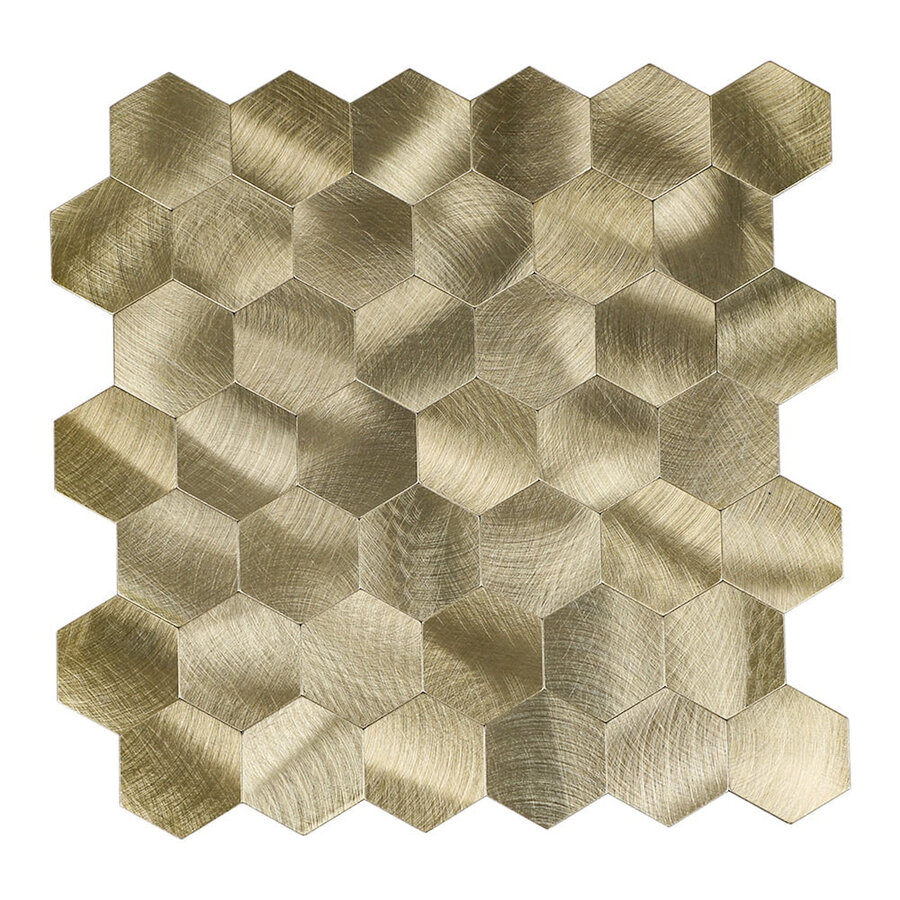 Mozaïek Isodeco Steenstrip Hexagon Zelfklevend 29.0x28.0 cm Geborsteld Goud (Prijs Per Stuk)