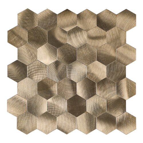 Mozaïek Isodeco Steenstrip Hexagon Zelfklevend 29.0x28.0 cm Geborsteld Brons (Prijs Per Stuk) 