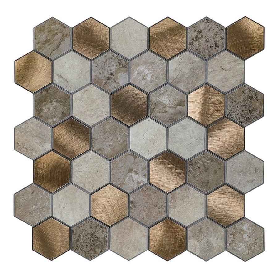 Mozaïek Isodeco Steenstrip Hexagon Zelfklevend 28.0x29.0 cm Medium Beige (Prijs Per Stuk)