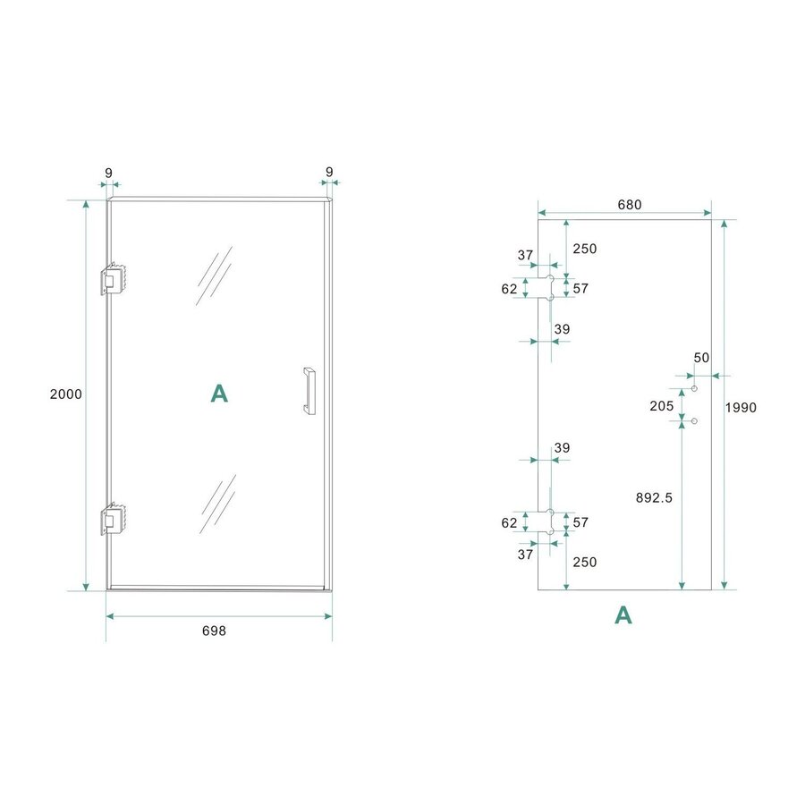 Glas Voor Nisdeur Wiesbaden Less 70x200 cm 8 mm Nano Helder Glas
