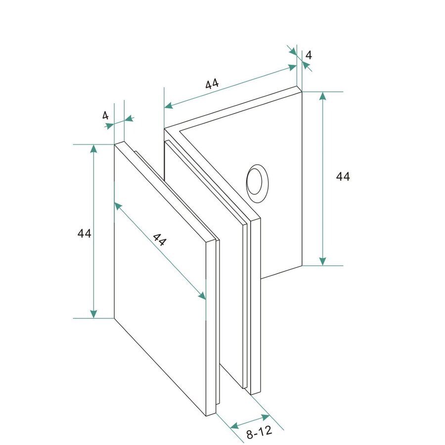 Glaskoppeling Set BWS tbv Inloopdouche Profielloos Geborsteld Staal