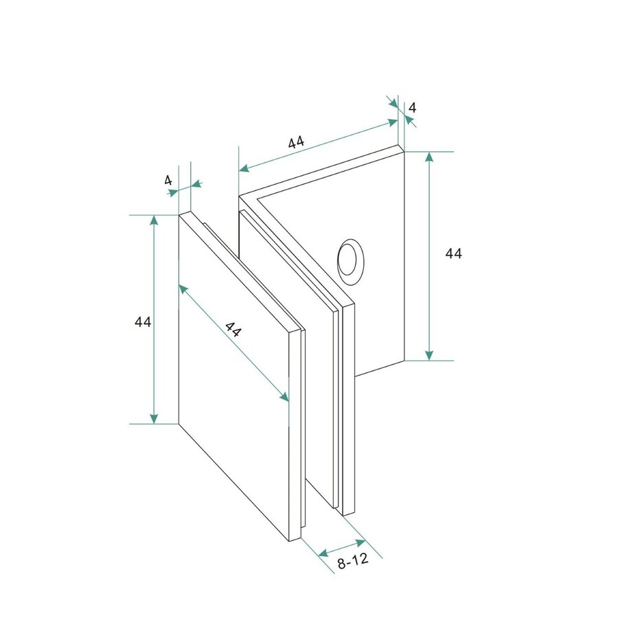 Glaskoppeling Set BWS tbv Inloopdouche Profielloos Mat Zwart