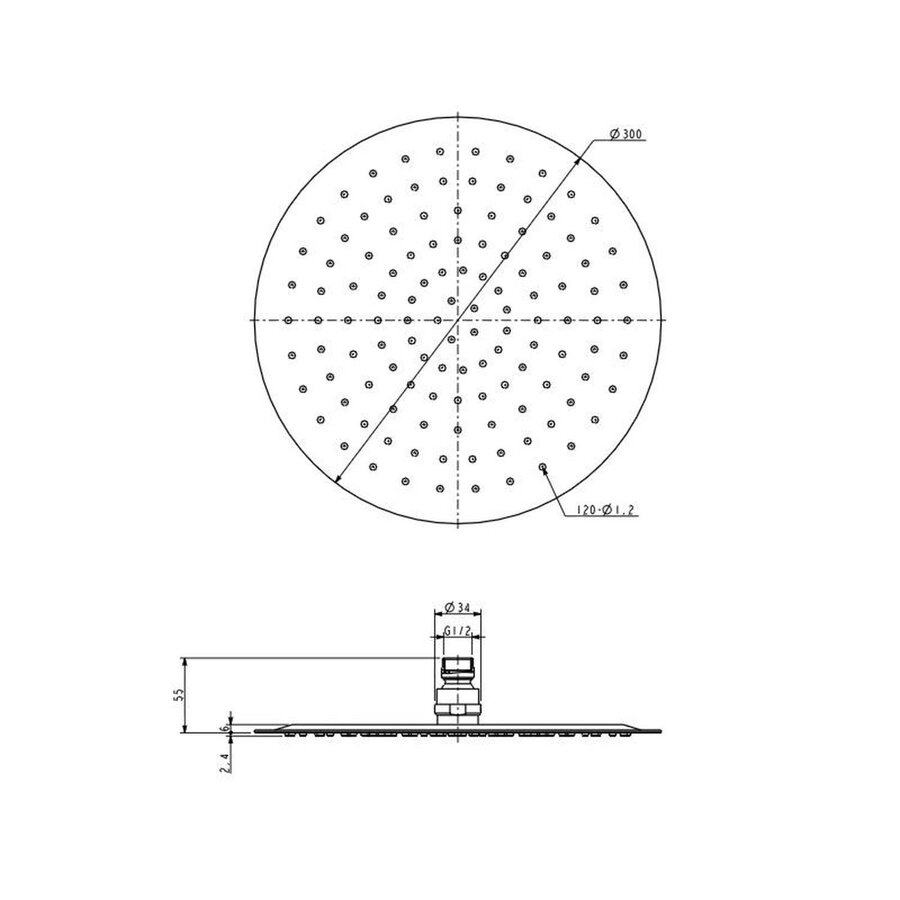 Hoofddouche BWS Colorato Rond 30 cm Geborsteld Koper