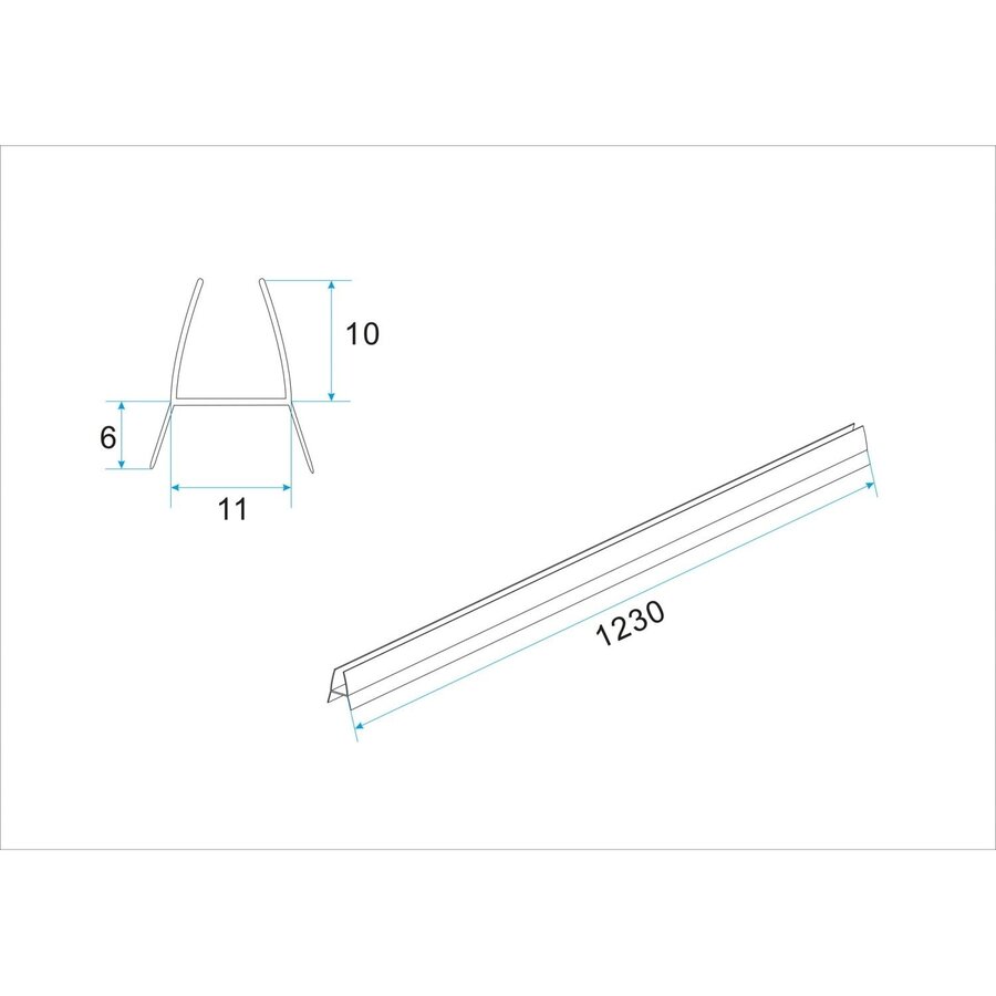Kunststof bodemstrip tbv inloopdouche 10mm L=1230