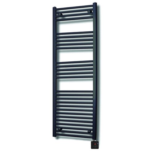 Elektrische Design Radiator Sanicare Plug & Play 172x45 cm Mat Zwart 596 Watt Met Chroom Thermostaat En Bluetooth Links 