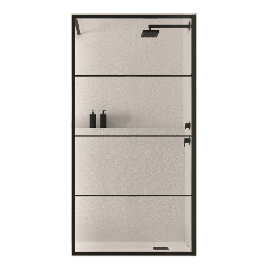 Inloopdouche BWS Black Line 70x200 cm 8mm NANO Glas Mat Zwart Raster