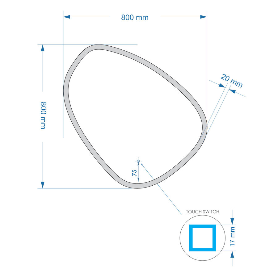 Badkamerspiegel Gliss Design Fury Satine 80x80cm Met LED-Verlichting En Spiegelverwarming
