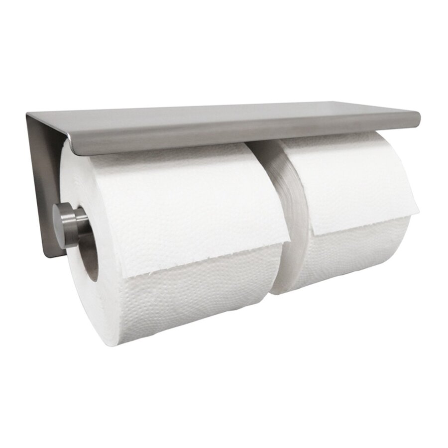 Dubbele Toiletrolhouder Boss & Wessing Boston met Plateau RVS