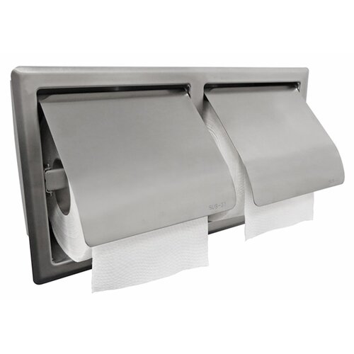 Dubbele Toiletrolhouder Inbouw Boss & Wessing Boston met Klep RVS 