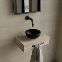 Complete Fonteinset BWS Hold Met Handoekhouder Waskom Mat Zwart En fonteinkraan Gunmetal