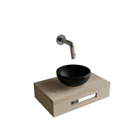 Complete Fonteinset BWS Hold Met Handoekhouder Waskom Mat Zwart En fonteinkraan Chroom