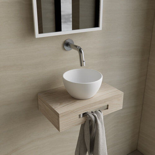 Complete Fonteinset BWS Hold Met Handoekhouder Waskom Wit En fonteinkraan Chroom 