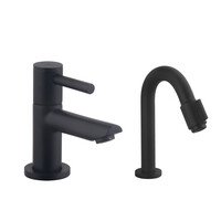 Fonteinset BWS Solid Surface Met Handdoekhouder Links Zwart Mat Zwart