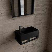 Fonteinset BWS Solid Surface Met Handdoekhouder Links Zwart Gunmetal