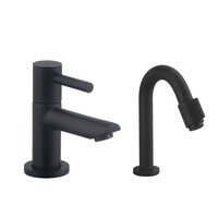 Fonteinset BWS Solid Surface Met Handdoekhouder Rechts Zwart Mat Zwart