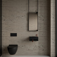 Fonteinset BWS Solid Surface Met Handdoekhouder Rechts Zwart Koper