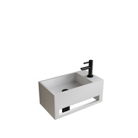 Fonteinset BWS Solid Surface Met Handdoekhouder Rechts Wit Mat Zwart