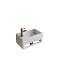 Fonteinset BWS Solid Surface Met Handdoekhouder Links Wit Koper