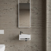 Fonteinset BWS Solid Surface Met Handdoekhouder Links Wit Gunmetal