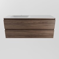 MONDIAZ AIVY 120cm badmeubel Mocha, wastafel Talc solid surface links 1 kraangat (AI-351631TALC-SI - AI-M120MOLI)
