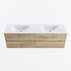 Mondiaz MONDIAZ VICA 160cm badmeubel onderkast Washed Oak 4 lades. Wastafel CLOUD dubbel 2 kraangaten, kleur Talc.