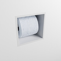 MONDIAZ Easy Toiletrolhouder CUBE 160 solid surface 16x16cm kleur Talc. Geschikt voor op en inbouw.