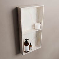 MONDIAZ EASY Nis 59,5x29,5cm in solid surface kleur Ostra. 2 vakken geschikt voor in- of opbouw