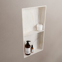 MONDIAZ EASY Nis 59,5x29,5cm in solid surface kleur Ostra. 2 vakken geschikt voor in- of opbouw