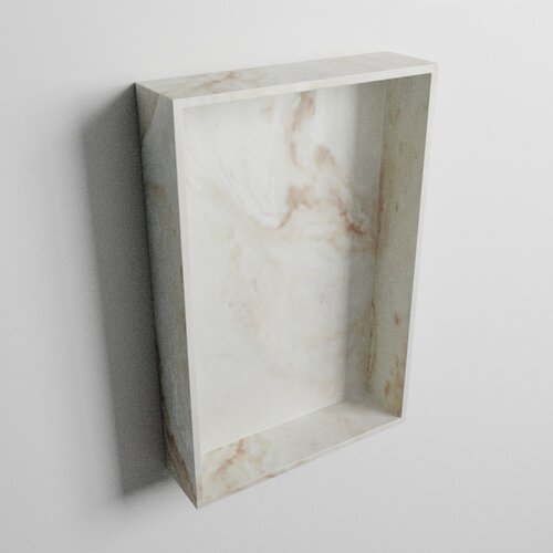 MONDIAZ EASY Nis 44,5x29,5cm in solid surface kleur Frappe. 1 vak  geschikt voor in- of opbouw 