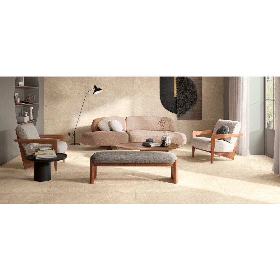 Vloertegel Verde Cosmopolitan 120x120 cm Stonelook Mat Creme (Prijs Per M2)