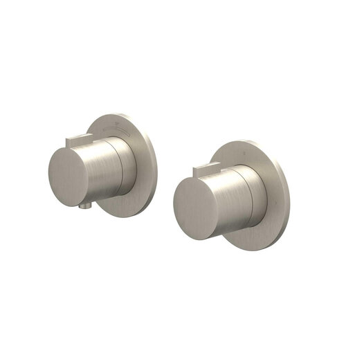 Afbouwdeel IVY Pact Inbouwthermostaat 2-weg Stop-Omstel Met Rond Rozet Geborsteld Nickel PVD 