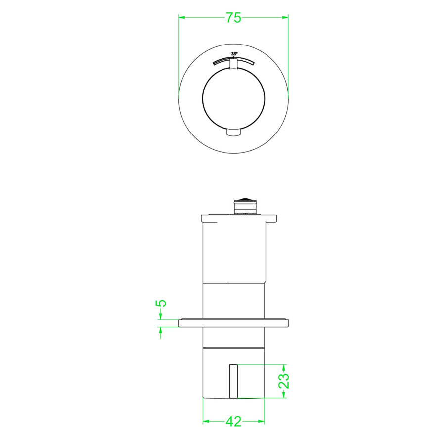 Afbouwdeel IVY Pact Inbouwthermostaat Symmetry Met Rond Rozet Geborsteld Nickel PVD