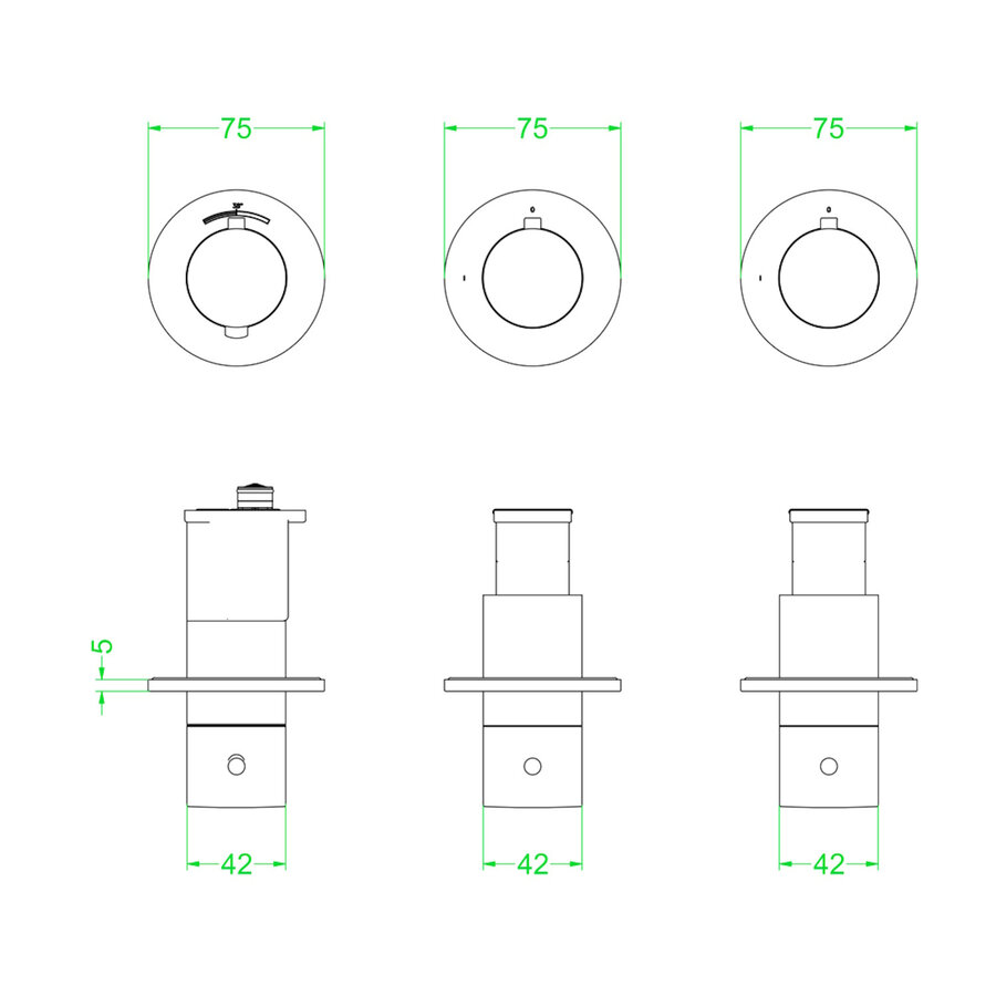 Afbouwdeel IVY Bond Inbouwthermostaat 2 Stopkranen Symmetry Met Ronde Rozetten Geborsteld Nickel PVD