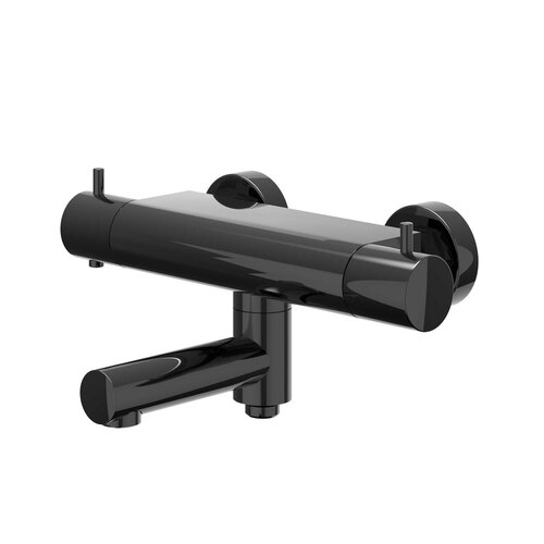 Badthermostaatkraan IVY Bond Opbouw Omstel Met Draaibare Baduitloop Met Omstel Cooltouch Zwart Chroom PVD 