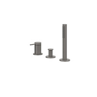 Badrandcombinatie IVY Bond 3-gats Mengkraan Met Uittrekbare Handdouche Zonder Uitloop Geborsteld Metal Black PVD