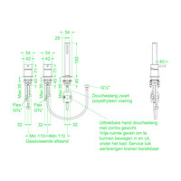 Badrandcombinatie IVY Concord 3-gats Mengkraan Met Uittrekbare Handdouche Zonder Uitloop Geborsteld RVS316