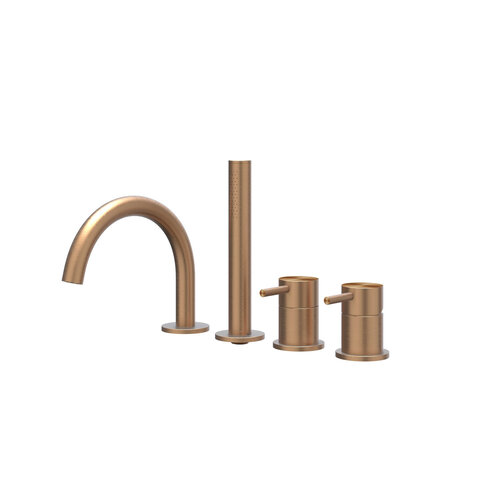 Badrandcombinatie IVY Concord 4-gats Mengkraan Met Uittrekbare Handdouche Draaibare Uitloop RVS316 Geborsteld Mat Koper PVD 