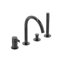 Badrandcombinatie IVY Pact 4-gats Mengkraan Met Uittrekbare Handdouche Draaibare Uitloop Zwart Chroom PVD