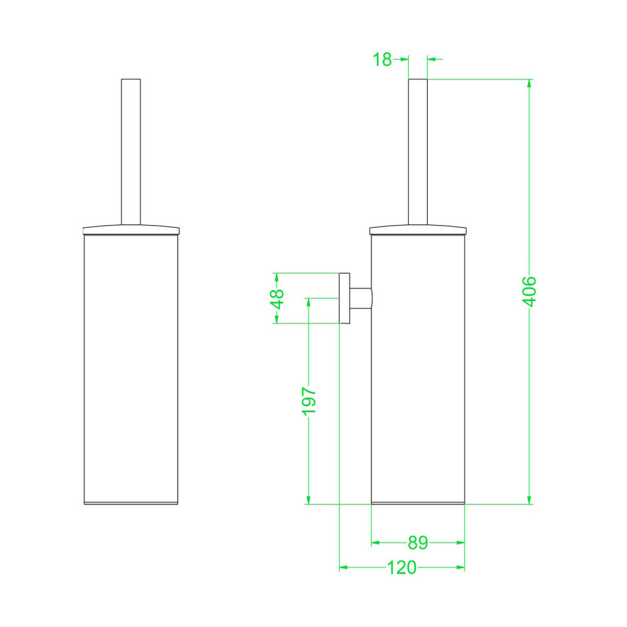 Toiletborstelgarnituur IVY Wandmodel Mat Zwart PED