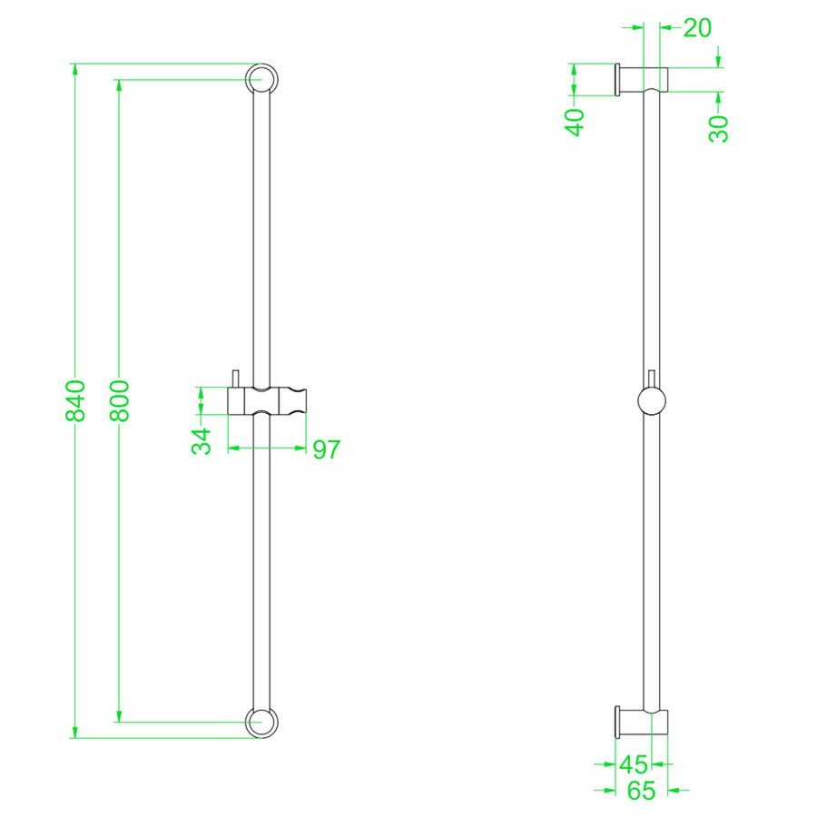 Glijstang IVY 80 cm Zwart Chroom PVD