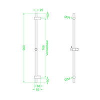 Glijstang IVY 90 cm RVS316 Geborsteld Mat Koper PVD